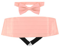 Silk Cumberbund BowTie Solid Pink Color Mens Cummerbund Bow Tie Set
