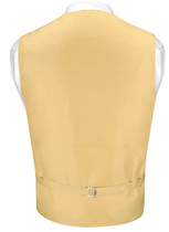 Men's Dress Vest & Skinny NeckTie Solid Gold Color 2.5" Neck Tie Set
