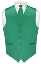 Mens Dress Vest Skinny NeckTie Emerald Green Neck Tie Set