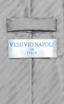 Vesuvio Napoli NeckTie SILVER GREY Striped Vertical Stripes Men's Neck Tie