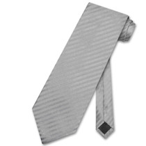 Vesuvio Napoli NeckTie Silver Grey Stripe Vertical Stripe Mens Tie