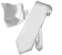 Biagio Silk Solid Silver Grey Color NeckTie Handkerchief Mens Tie Set