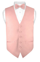 Mens Slim Fit Vest BowTie Dusty Pink Bow Tie Handkerchief Set