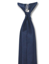 Vesuvio Napoli Boys Clip-On NeckTie Solid Navy Blue Youth Neck Tie