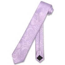 Vesuvio Napoli Narrow NeckTie Solid Lavender Purple Paisley Skinny Tie