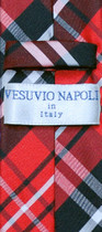 Vesuvio Napoli Narrow NeckTie Skinny Black Red White PLAID Men's 2.5" Neck Tie