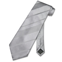 Vesuvio Napoli NeckTie Silver Gray Striped Neck Tie Mens Grey Neck Tie