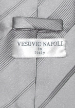 Vesuvio Napoli NeckTie SILVER GRAY Striped Woven Neck Tie Men's Grey Neck Tie