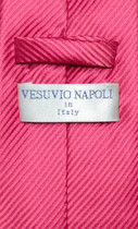 Vesuvio Napoli NeckTie Hot Pink Fuchsia Horizontal Stripe Design Men's Neck Tie
