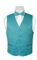 Boys Dress Vest Bow Tie Turquoise Aqua Blue Color BowTie Set