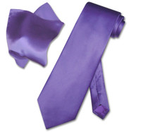 Biagio Silk Solid Purple Color NeckTie Handkerchief Mens Neck Tie Set