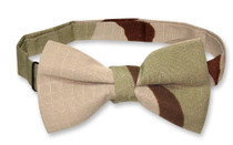 Covona Mens Beige Army Camouflage BowTie Military Mens Bow Tie