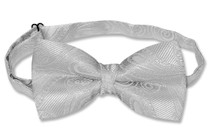 Covona Collection BowTie Solid Silver Paisley Mens Bow Tie
