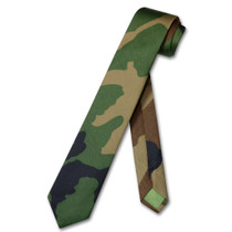 Covona Mens Dark Green Army Camouflage NeckTie Military Skinny Tie