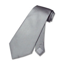 100% Silk NeckTie Solid Silver Gray Color Mens Neck Tie Grey