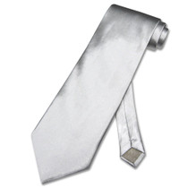 Covona NeckTie Solid Light Silver Gray Color Mens Grey Neck Tie