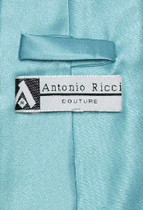 Antonio Ricci Solid TURQUOISE AQUA BLUE NeckTie Handkerchief Men's Neck Tie Set