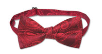 Covona Collection BowTie Dark Red Paisley Color Mens Bow Tie