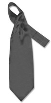 Biagio ASCOT Solid CHARCOAL GREY Color Cravat Dark Gray Men's Neck Tie