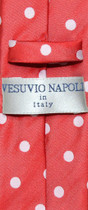 Vesuvio Napoli Narrow NeckTie Skinny RED w/ WHITE Polka Dots Men's 2.5" Tie