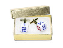 Gold-Tone Men's Cuff Links BLUE & RED DICE Shaped Cufflinks