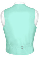 Men's Dress Vest & NeckTie Solid AQUA GREEN Color Neck Tie Set for Suit or Tux