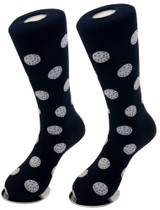 Solid White Golf Balls Navy Blue Color Mens Socks | 3 Pair of Biagio Cotton Dress Socks