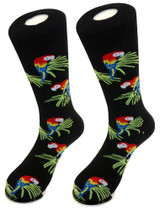 TROPICAL BIRD Forest Macaw Parrot Mens Socks | 1 Pair of Biagio Cotton Dress Socks