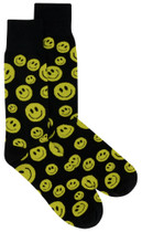 6 Pair of Biagio Solid YELLOW SMILEY FACE Black Color Men's COTTON Dress SOCKS