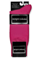 Solid Hot Pink Mens Socks | 6 Pair Of Biagio Cotton Dress Socks