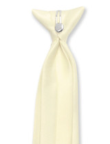 Vesuvio Napoli Boys Clip-On NeckTie Solid Cream Color Youth Neck Tie