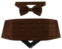 Cumberbund BowTie Chocolate Brown Paisley Mens Cummerbund Bow Tie Set