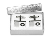 Silver-Tone Men's Cuff Links White MP3 Player Cufflinks