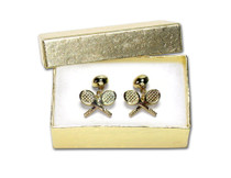 Gold-Tone Men's Cuff Links TENNIS RACKET Shaped Cufflinks