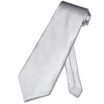Covona NeckTie Solid Silver Gray Color Mens Grey Neck Tie