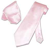 Solid Pink Color NeckTie Handkerchief Mens Neck Tie Set