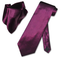 Solid Purple PLUM Color NeckTie Handkerchief Mens Neck Tie Set