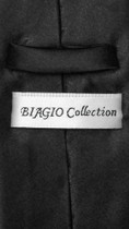 Biagio CLIP-ON NeckTie Solid BLACK Color Men's Neck Tie