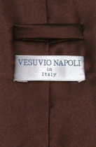 Vesuvio Napoli Solid CHOCOLATE BROWN NeckTie & Handkerchief Men's Neck Tie Set