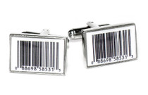 Barcode Cufflinks | Mens Silver Tone Barcode Cufflinks