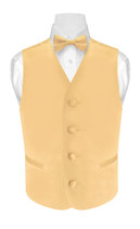 Boys Dress Vest Bow Tie Solid Gold Color BowTie Set