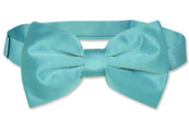 Vesuvio Napoli BowTie Solid Turquoise Blue Color Mens Bow Tie