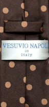 Vesuvio Napoli NeckTie Skinny Chocolate Brown w/ Light Brown Polka Dots 2.5" Tie