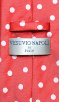 Vesuvio Napoli NeckTie RED w/ WHITE Polka Dots Design Men's Neck Tie