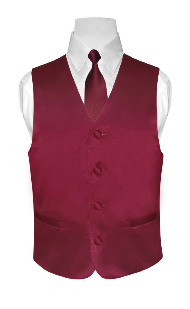 OMC 3-Pieces Boy's Velvet Slim Fit Jacket, Vest and Bow Tie Set (Burgundy)