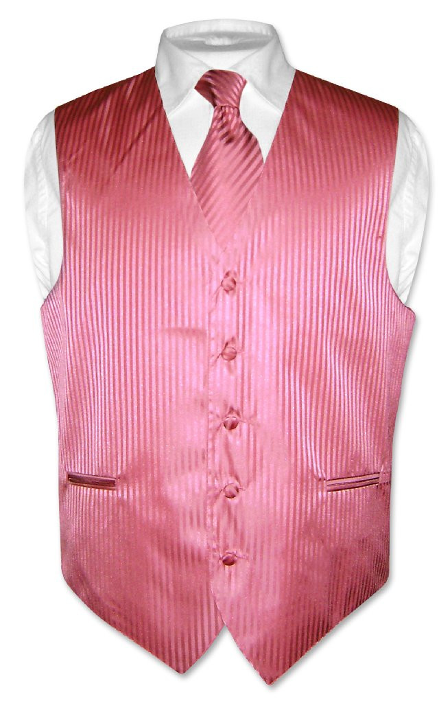 coral vest and bow tie