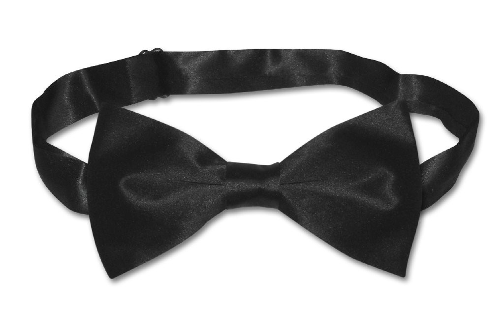 Solid Black Colored Mens Bowtie Biagio 100 Silk Pre Tied Bow Tie