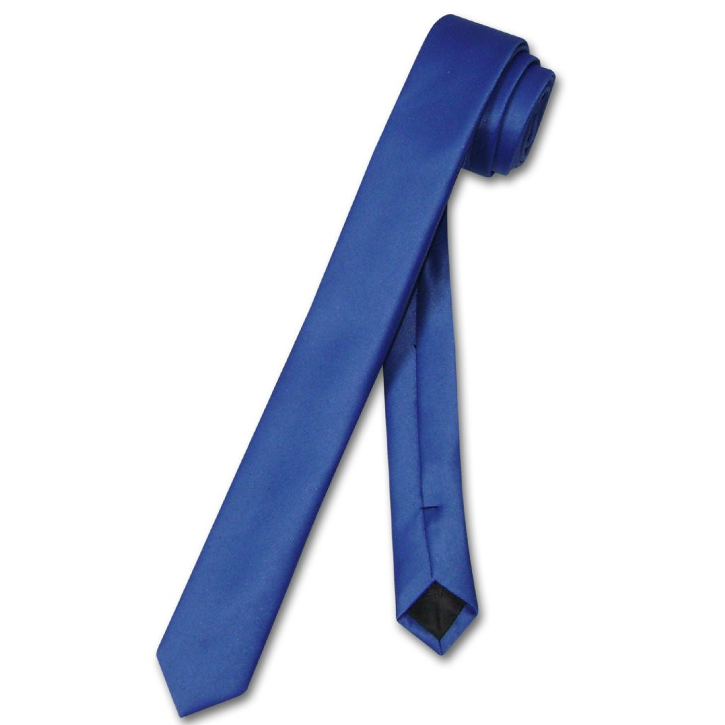 Vesuvio Napoli Narrow NeckTie Extra Skinny Royal Blue Mens Neck Tie