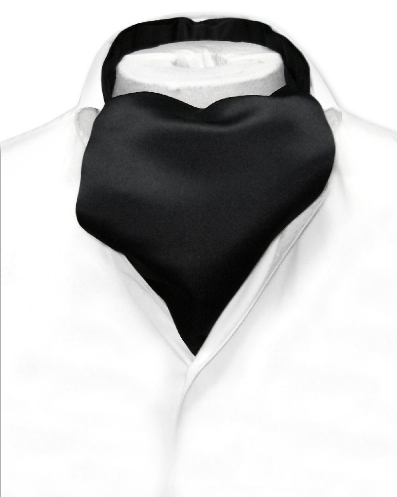 Black Cravat Tie | Vesuvio Napoli Mens Solid Color Ascot ...