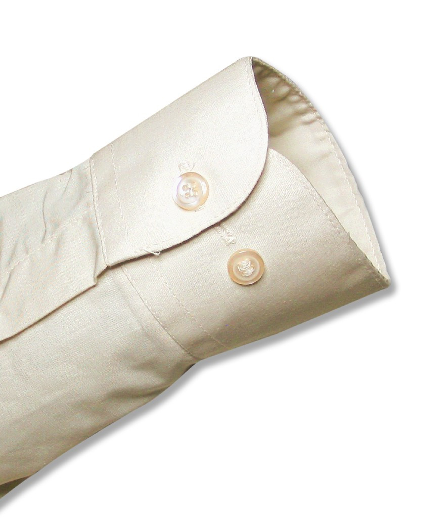 Solid Cream Ivory Cotton Blend Convertible Cuffs Men's Dress Shirt main image 0
